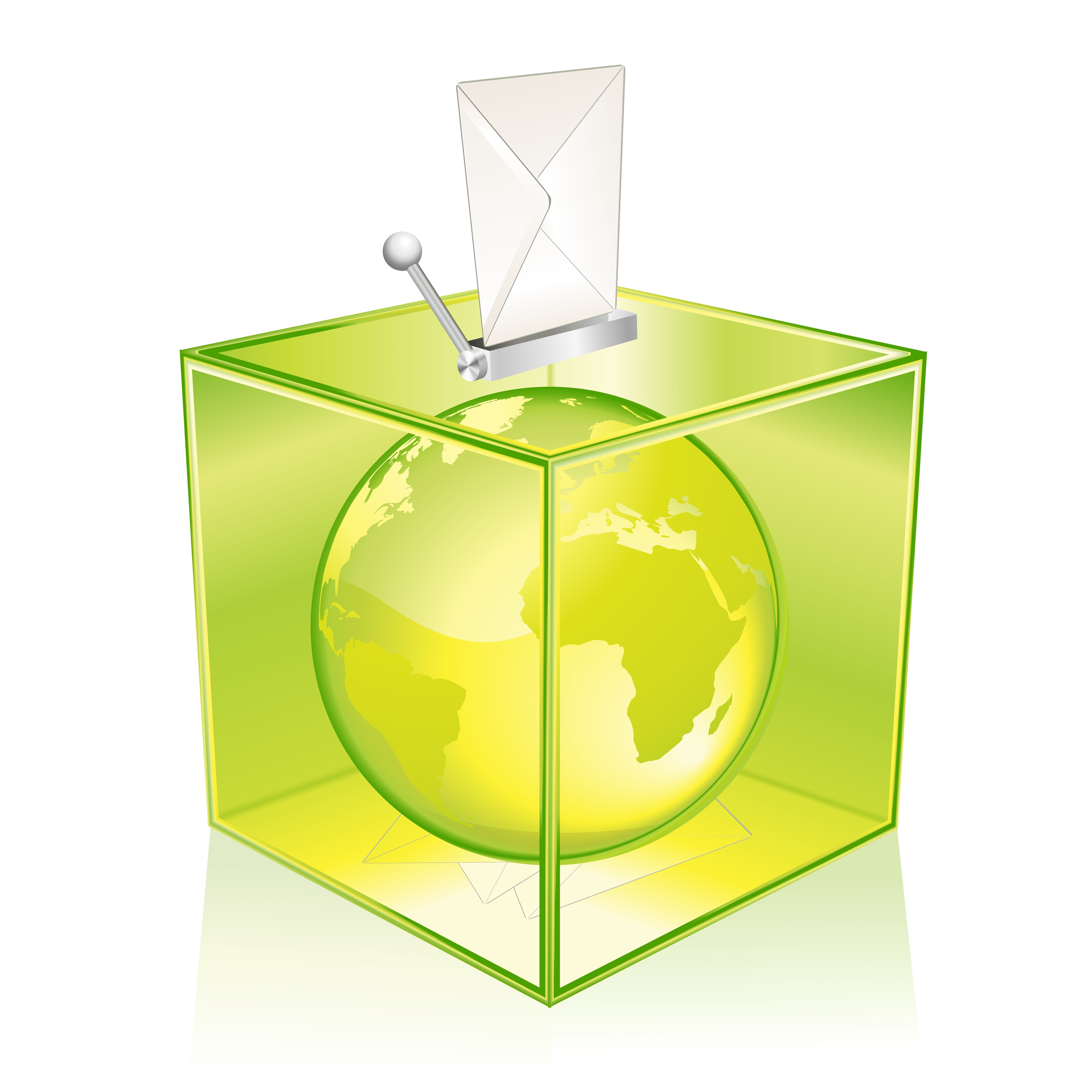 Transparent green ballot box, vote for the Earth